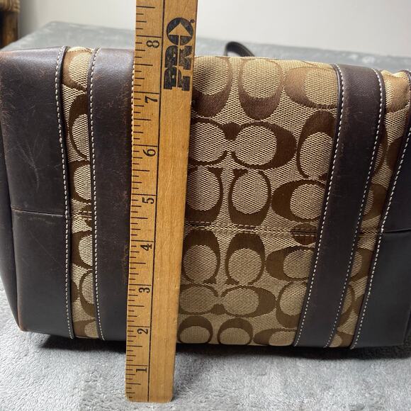 Coach Signature 6042 Canvas Leather Tote Bag Brown Used - Picture 12 of 12
